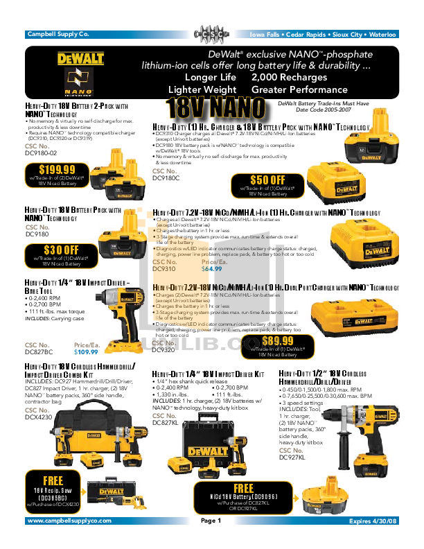 Download free pdf for Dewalt DW056 Cordless Impact Driver Other manual